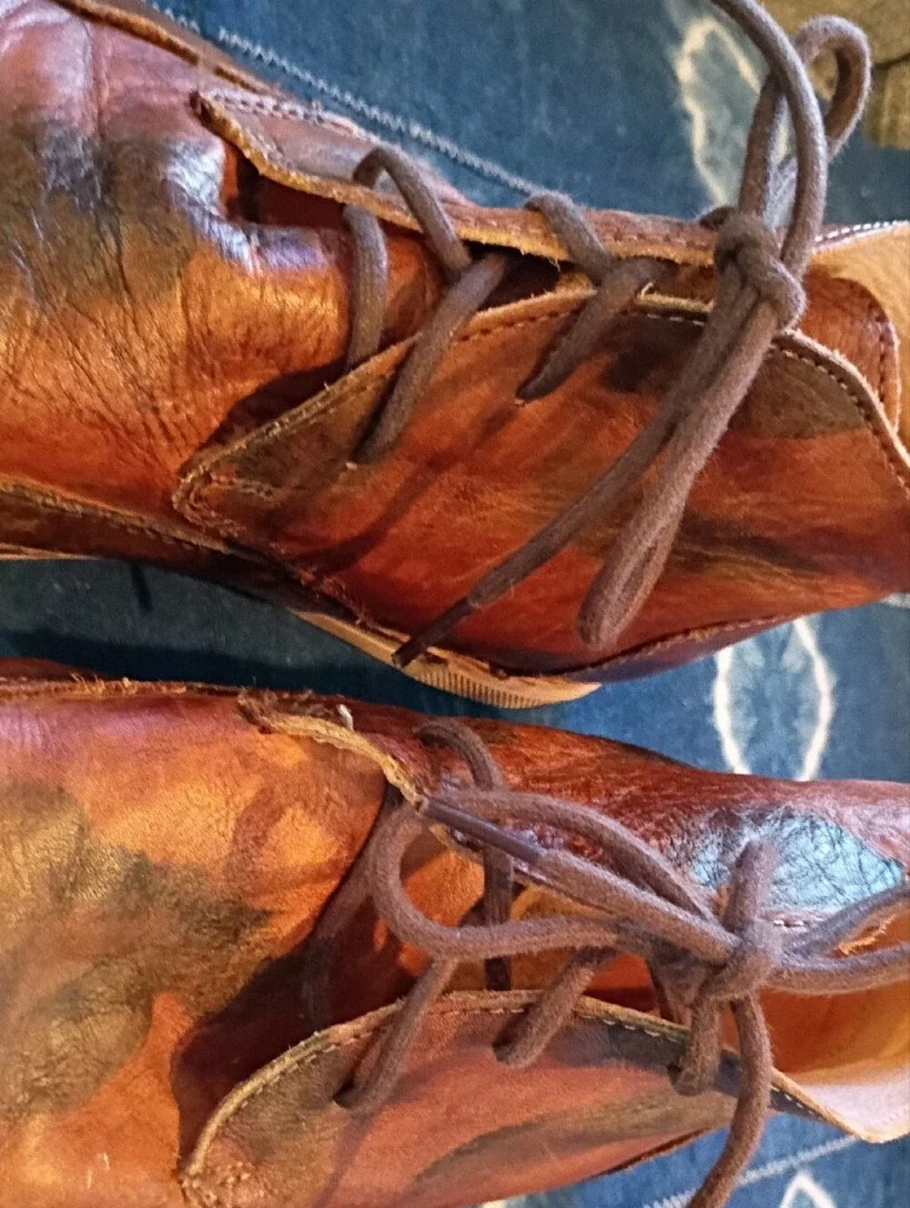 BED|STU Men's Cognac Leather Lace-Up Boots